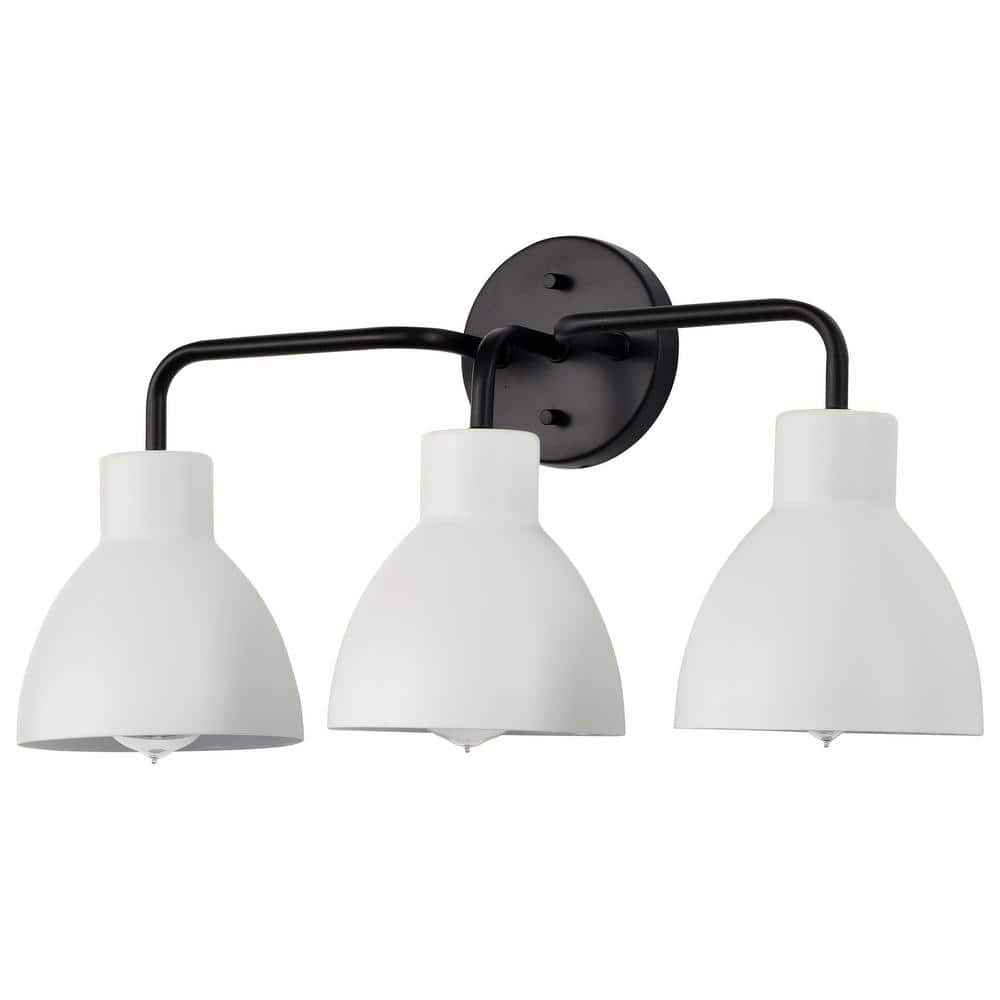 Sloan Matte Black 3-Light Modern Bell Vanity Wall Fixture