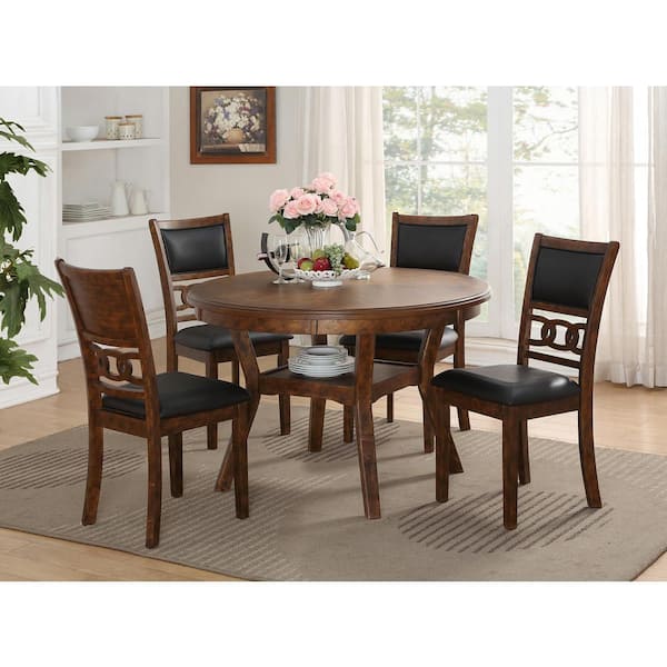 New Classic Furniture Gia 5-piece 47 in. Wood Top Round Dining Set, Brown