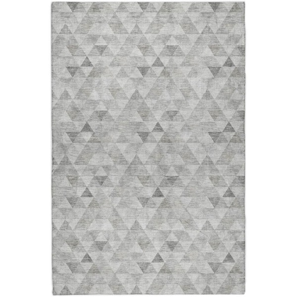 Dream Shag Premium Machine Washable Abstract ADS612 Silver 9 ft. x 12 ft. Area Rug