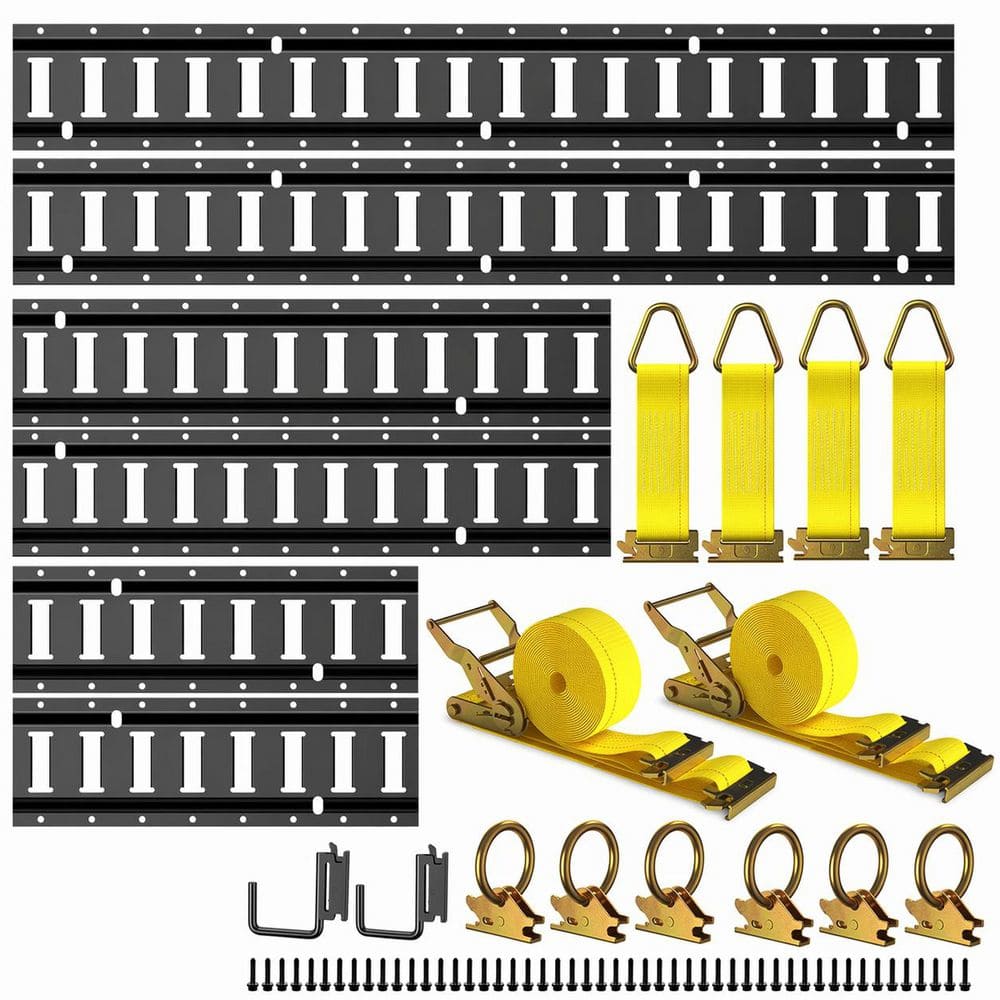20-Piece 16in 2ft 3ft Steel E Track Rail Tie-Down Kit with Ratchet Straps O-Rings Tie-Offs J-Hooks for Trailers price history on PriceWatchPro