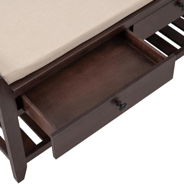 Sturdis Shoe Storage Bench with Cushion - Espresso