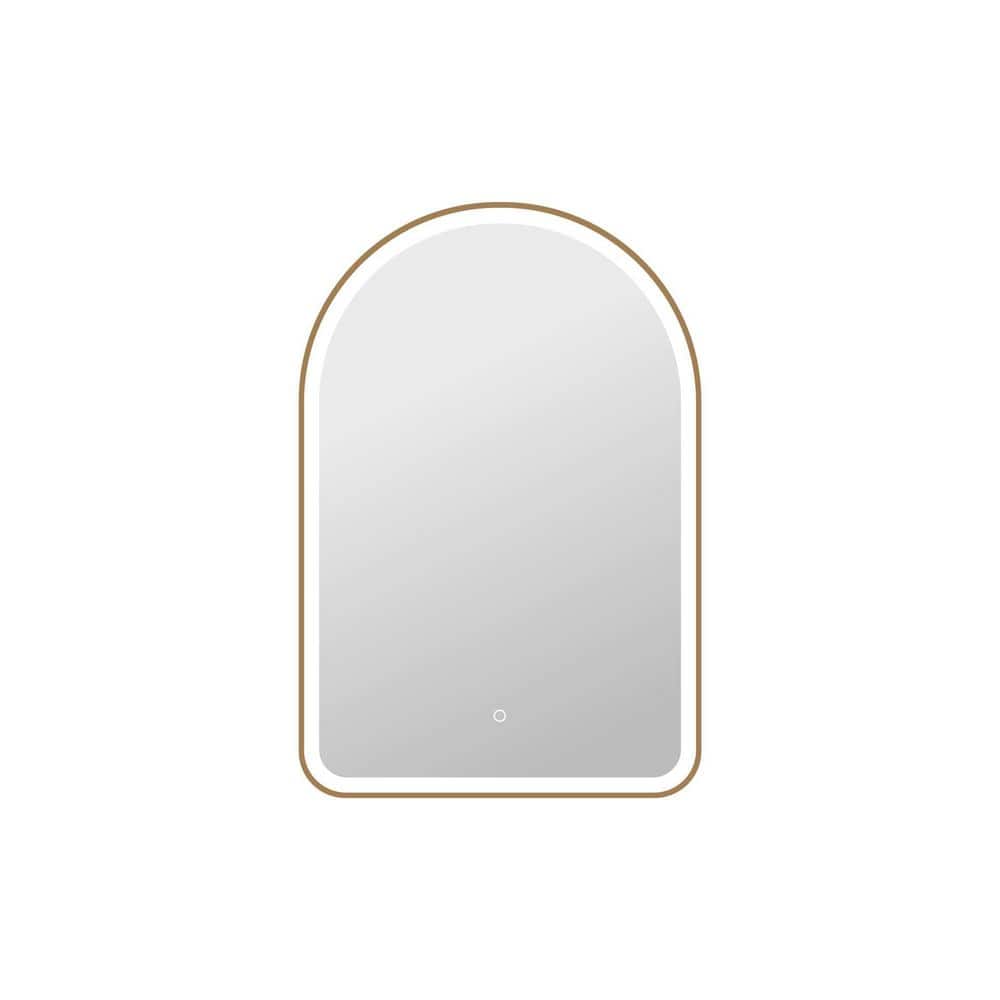 27 in. W x 40 in. H Arch Framed LED Wall Mirror in Satin Gold price history on PriceWatchPro