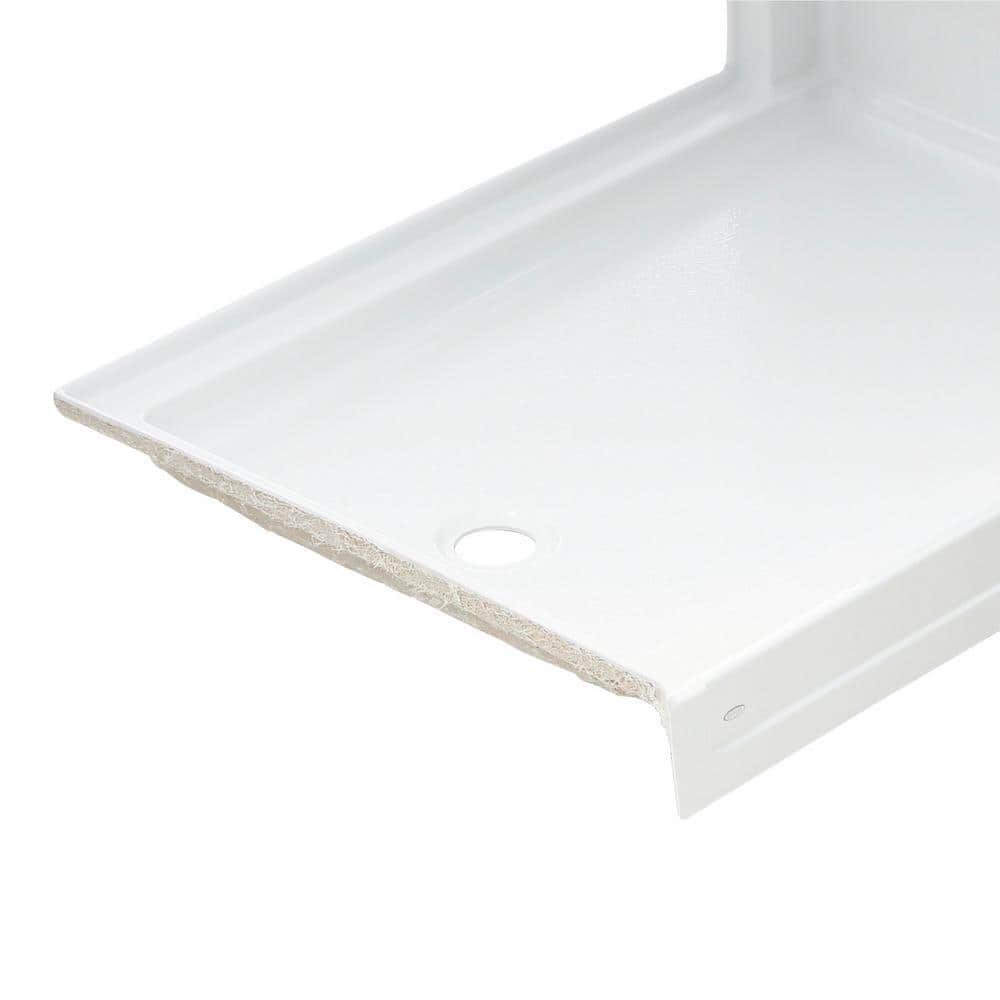 Tresham 60" x 36" White Acrylic Shower Base with Integral Seat