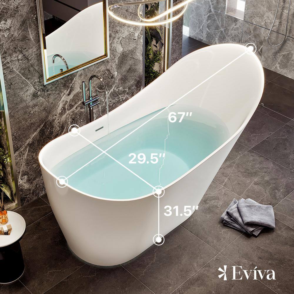 Lisa 67'' White Freestanding Acrylic Soaking Bathtub