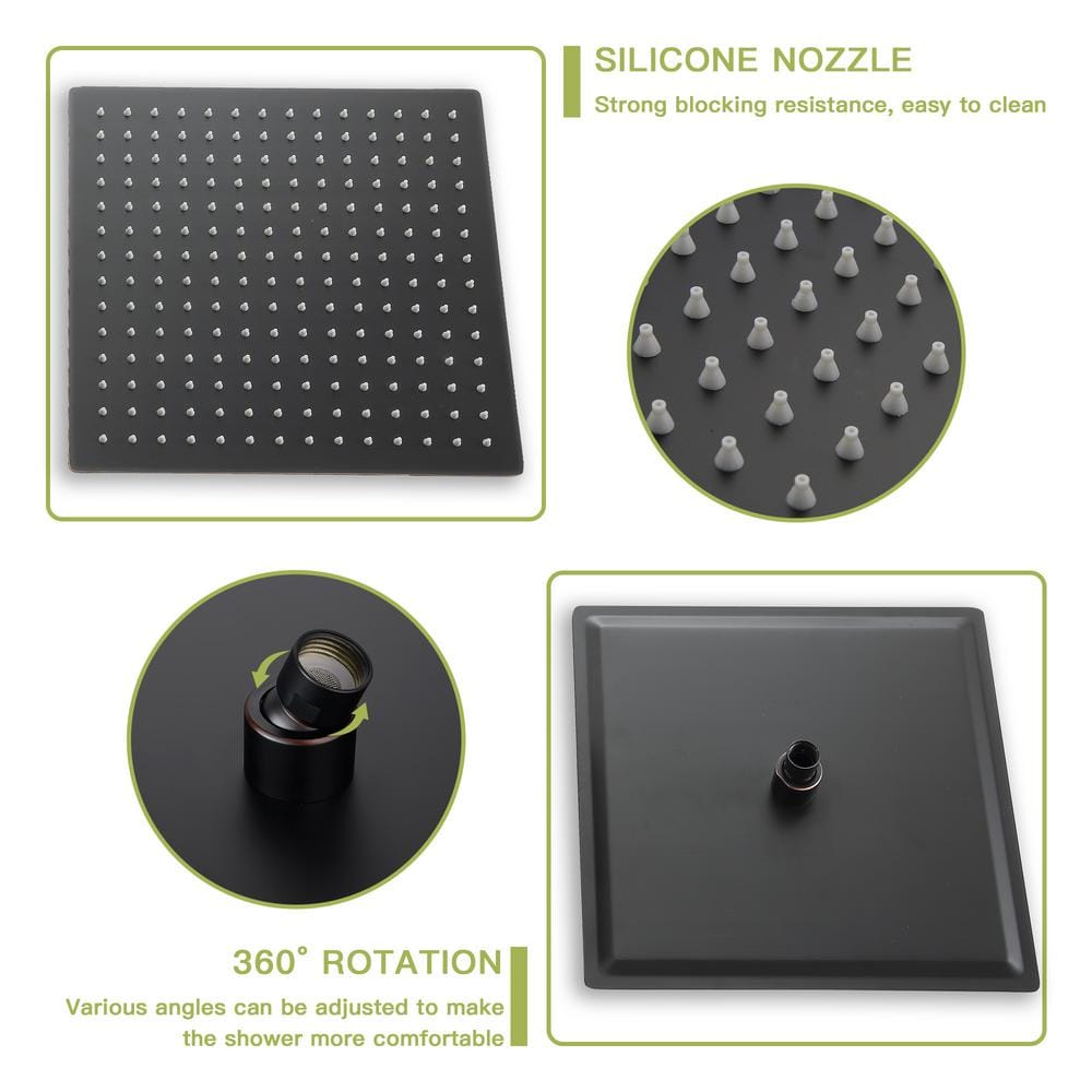Large Oil-Rubbed Bronze Dual Rain Shower System with Handheld