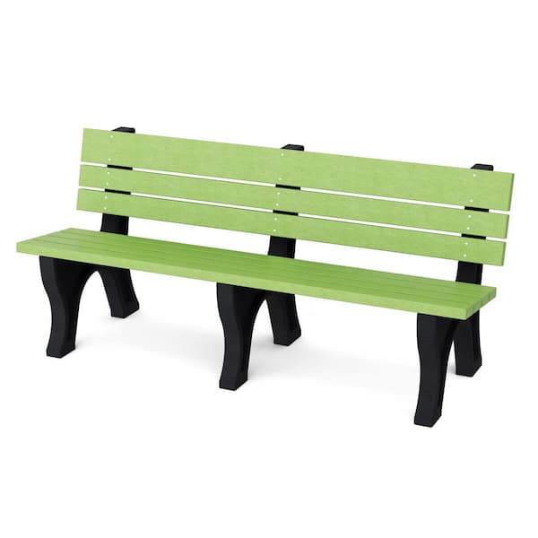 Wildridge Heritage 6 ft. Lime Green and Black HDPE Plastic Outdoor Park Bench