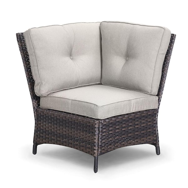 Gymojoy Carolina Wicker Outdoor Sectional with Beige Cushions