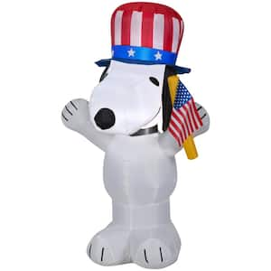 3.5 ft. Tall Airblown Patriotic Snoopy with Hat and Flag