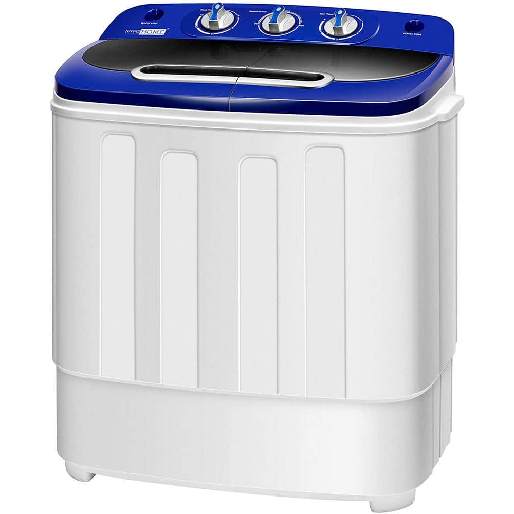 VIVOHOME 23.2 in. W 0.78 cu. ft. Portable 2 in 1 Twin Tub Mini Laundry Washer with Drain Hose, Blue/White