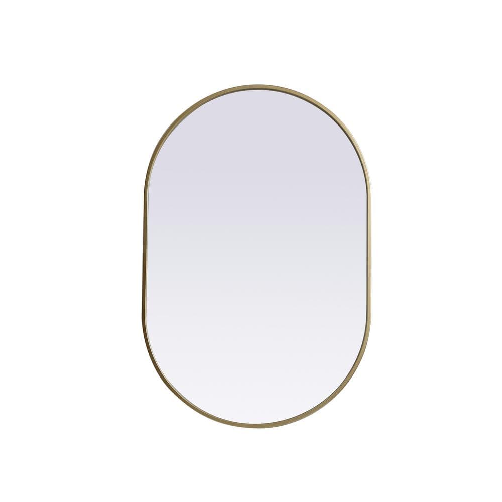 Simply Living 24 in. W x 36 in. H Oval Metal Framed Brass Mirror