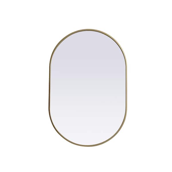 Unbranded Simply Living 24 in. W x 36 in. H Oval Metal Framed Brass Mirror