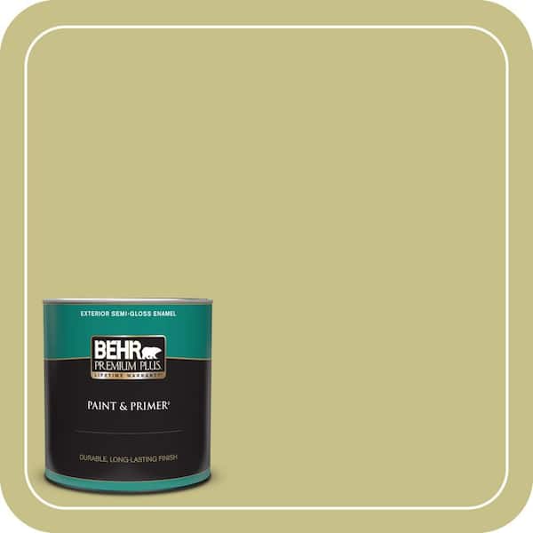 BEHR PREMIUM PLUS 1 qt. #PPU9-11 Wheat Grass Semi-Gloss Enamel Exterior Paint & Primer