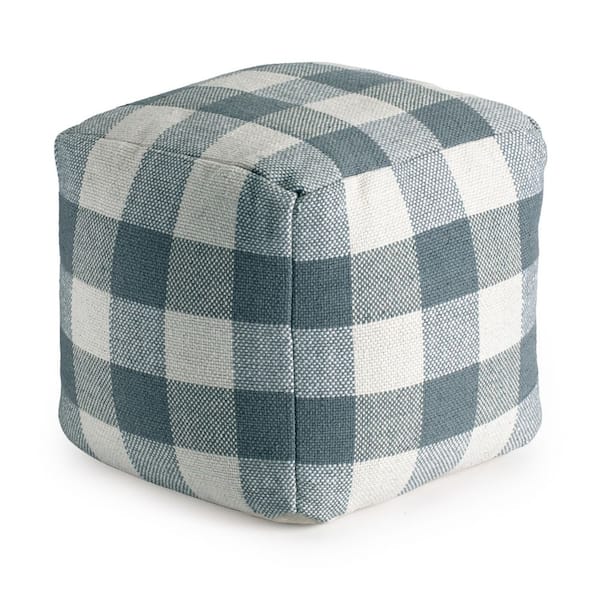 Anji Mountain Cloudy Sky 20 in. x 20 in. x 20 in. Ivory and Gray Pouf