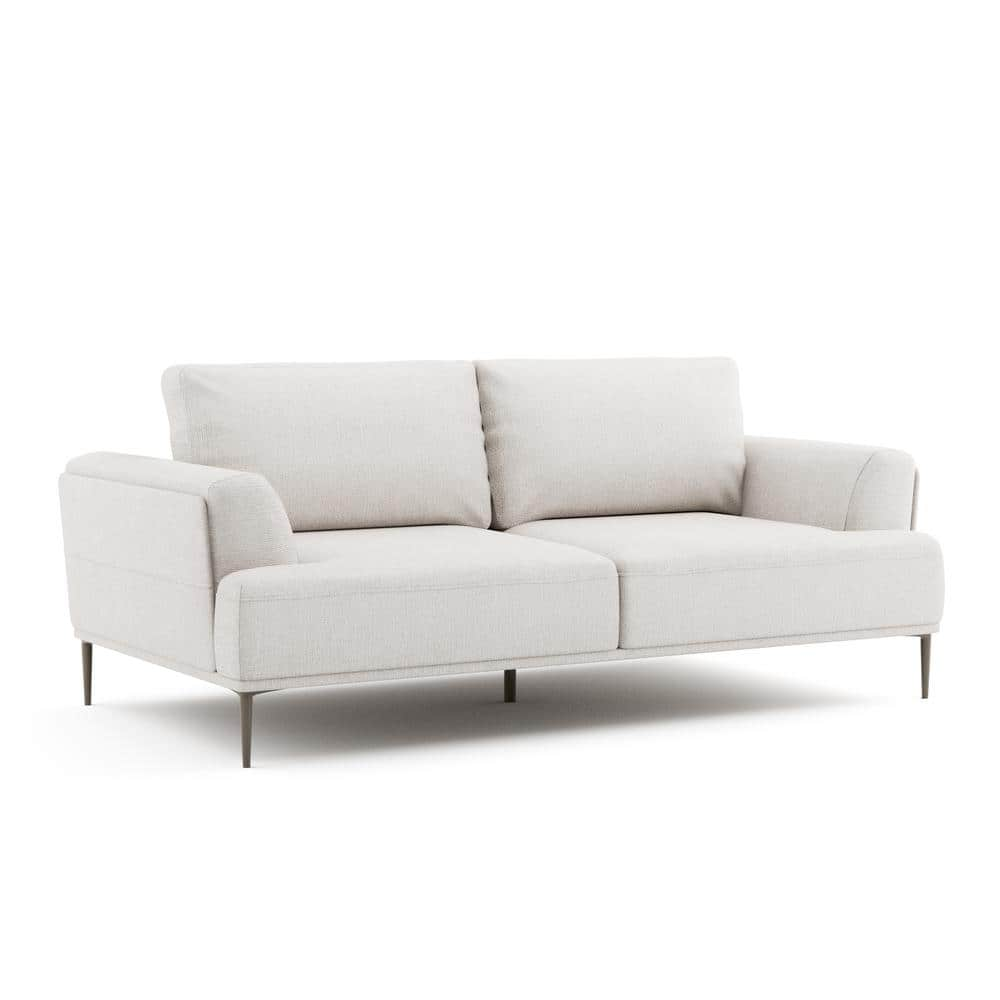 Furniture of America Orlandi 65 in. White Chenille 2-Seater With Extendable Backrest