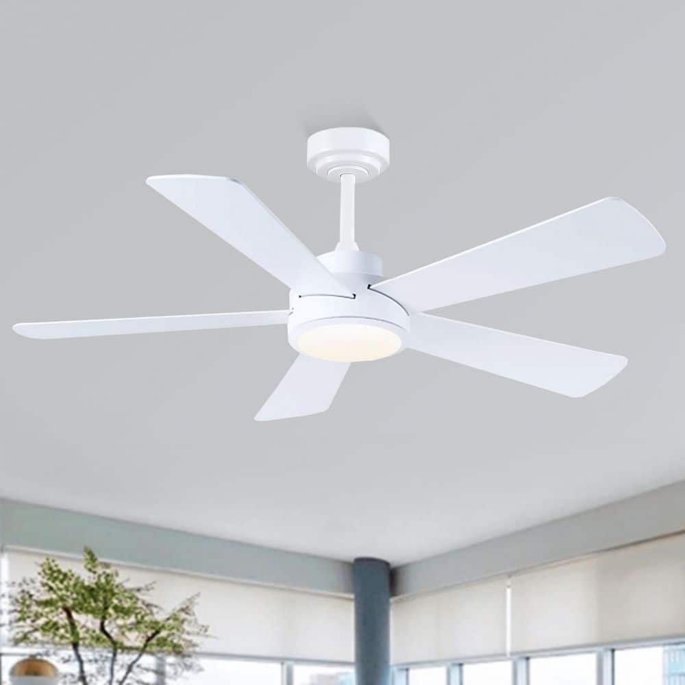 52 in. Indoor/Outdoor Downrod White Ceiling Fan with Dimmable LED Light and Remote/APP Control price history on PriceWatchPro