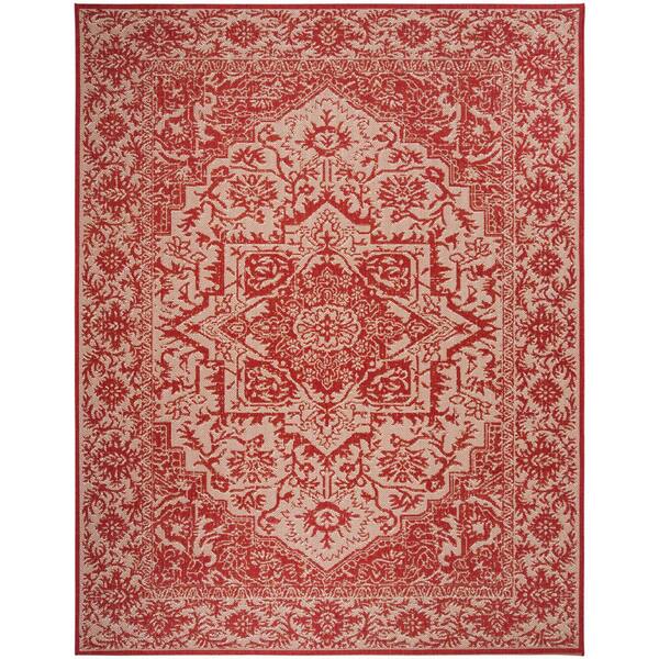 SAFAVIEH Beach House Red/Cream 9 ft. x 12 ft. Oriental Indoor/Outdoor Patio  Area Rug