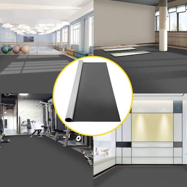 Dance Floor 6.6 x 9.8 ft. Dance Floor Roll 0.06 in. Non-Slip Dance Flooring 64.68 sq ft Ballet Dance Floor,Grey/Black