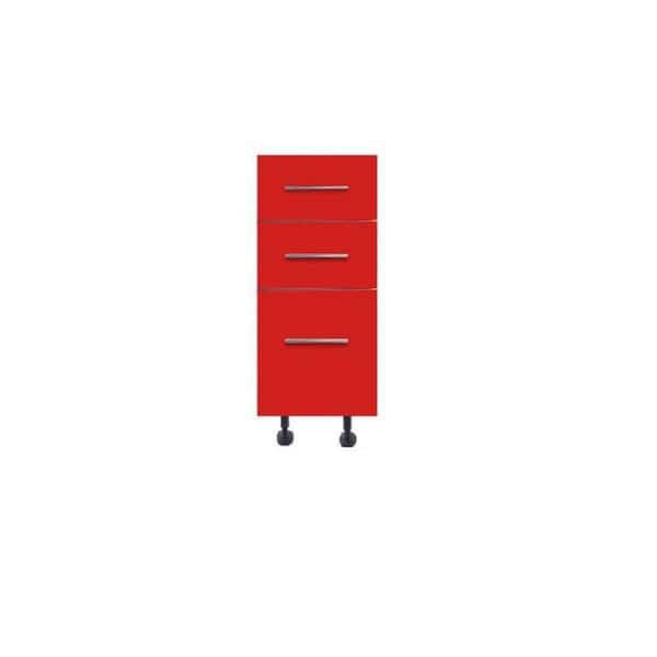 Hampton Bay San Juan Series Assembled 12x34.5x24 in. 3 Drawer Base Cabinet made of High Density PVC in Red Color