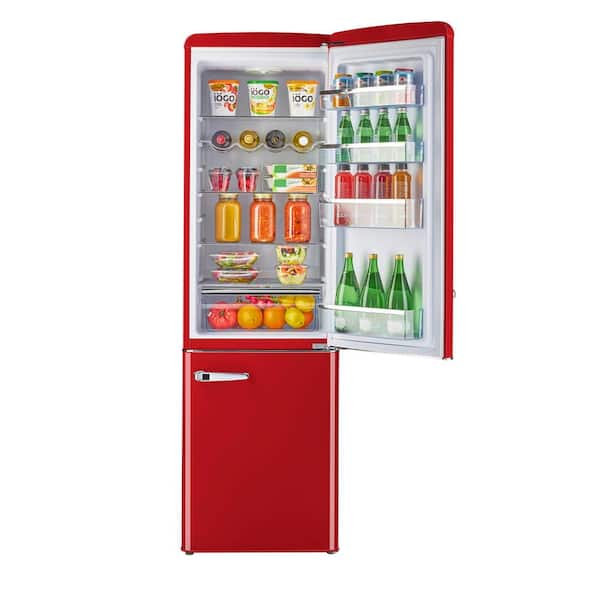 Smad 7.7 Cu. Ft. Black / Red Retro Style Top Freezer Refrigerator