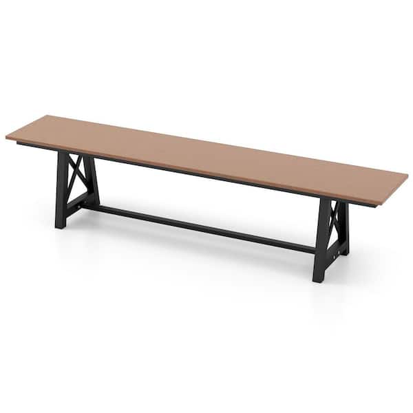 3-4 Person Brown and Black Metal and HDPE Outdoor Bench