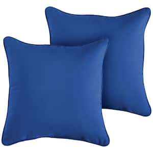 Sunbrella Canvas True Blue Outdoor Corded Throw Pillows (2-Pack)