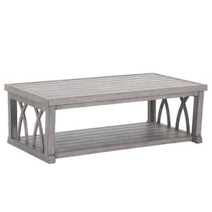 Gray 46 in. Rectangular Aluminum Outdoor Coffee Table, All-weather