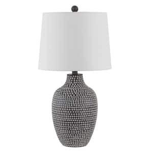 Resler 25 in. Brown Table Lamp with White Shade
