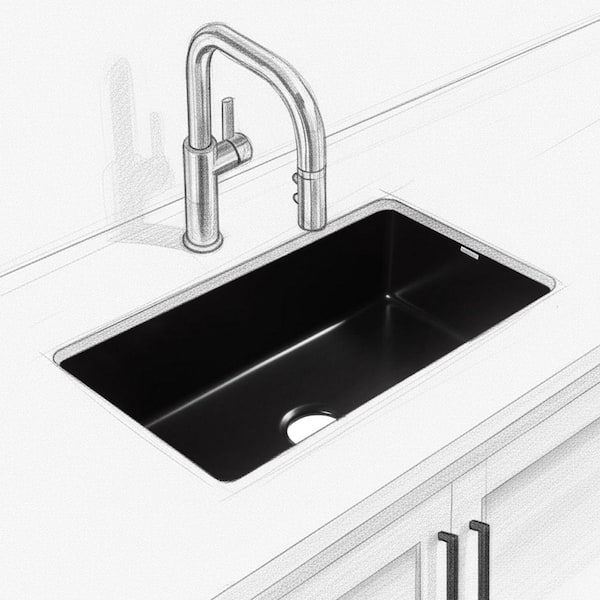 Eden 31 in. Undermount Single Bowl Matte Black Fireclay Kitchen Sink