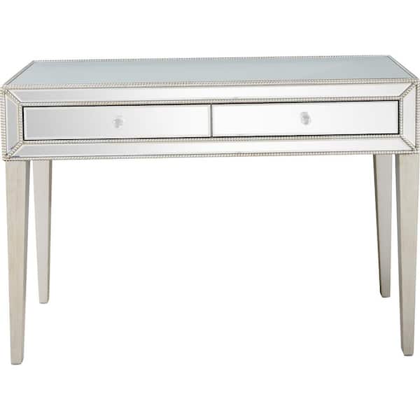 Camden Isle Alice 48 in. Antique Silver Rectangle Glass Console Table