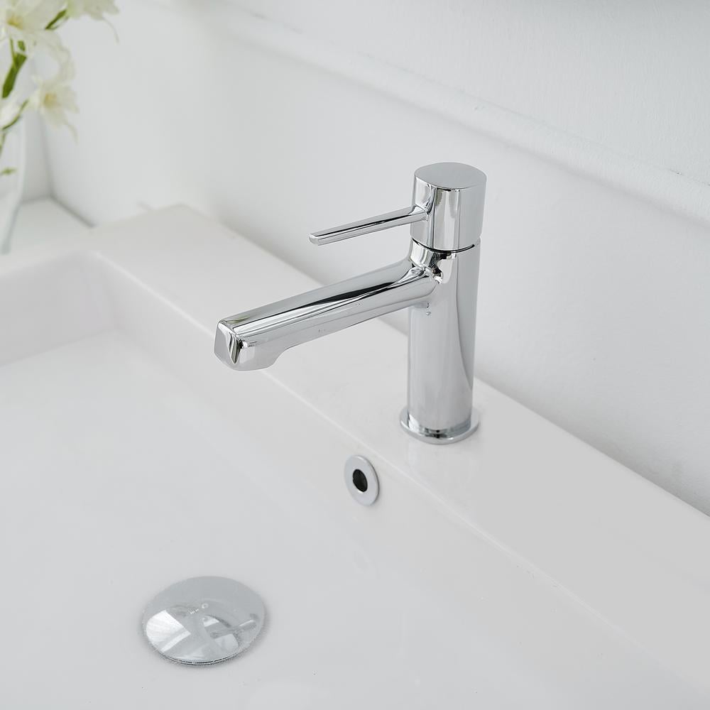 Polished Chrome Single Handle Modern Bathroom Faucet