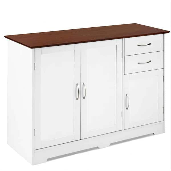 dubbin 43.5-in W x 16-in D x 31-in H in White Ready to Assemble Floor Base Kitchen Cabinet, Buffet Server Storage Cabinet
