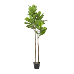 70 in. H Fiddle Leaf Artificial Tree with Realistic Leaves and Black Melamine Pot