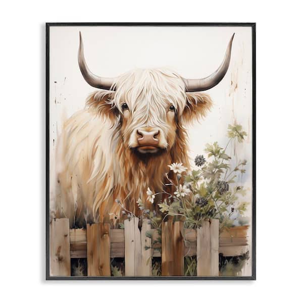 Stupell Industries Cattle and Garden Fence by Arlington Prints Black Framed Animal Giclee Art Print 14 in. x 11 in.