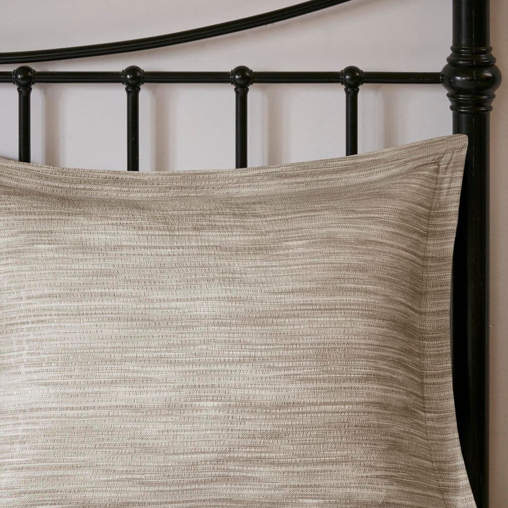 Taupe Queen Reversible Microfiber Comforter Set with Decorative Pillows