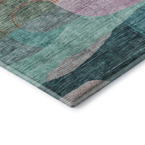 Mayfield Premium Machine Washable Abstract AMF1115 Green 9 ft. x 12 ft. Area Rug