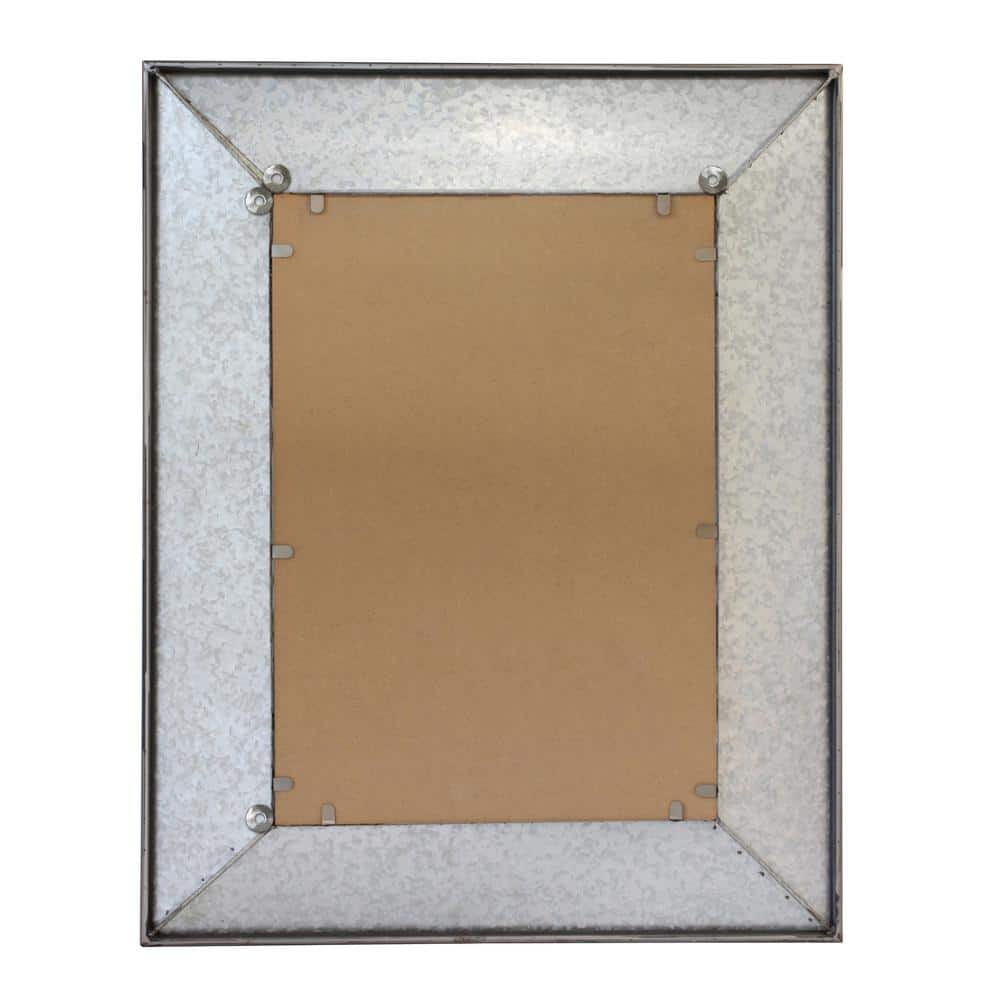 Rustic Rectangular Galvanized Metal Wall Mirror, 31.5" x 25.2"