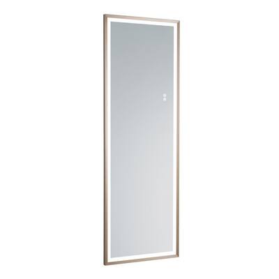 Duane 22 in. x 65 in. Modern Rectangle Framed Matte Gold Decorative Mirror with LED Lights