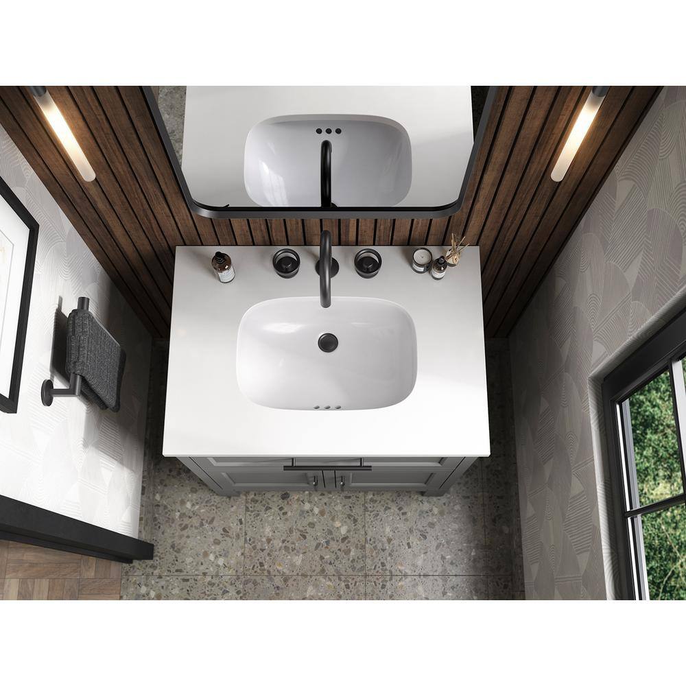 Quo 30" Mohair Grey Freestanding Bathroom Vanity with Quartz Top