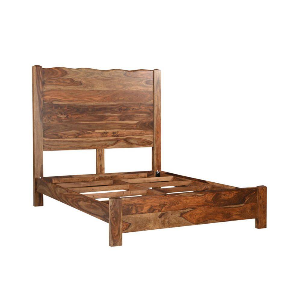 Brown Wood Frame Queen Panel Bed