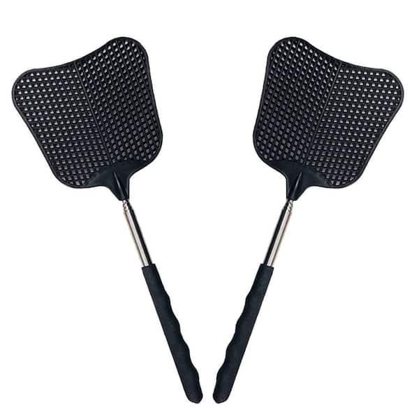 Plastic Telescopic Fly Swatter with Stainless Steel Handle and Heavy Duty Design for Indoor Outdoor Use (2-Pack)