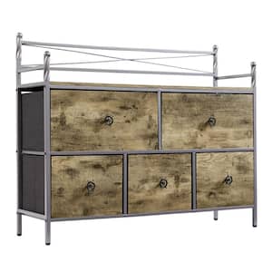 Dresser for Bedroom Gray 5-Drawers 11.8 in. Wide Dresser Chest of Drawers with Fabric Bins, Storage Organizer Unit,