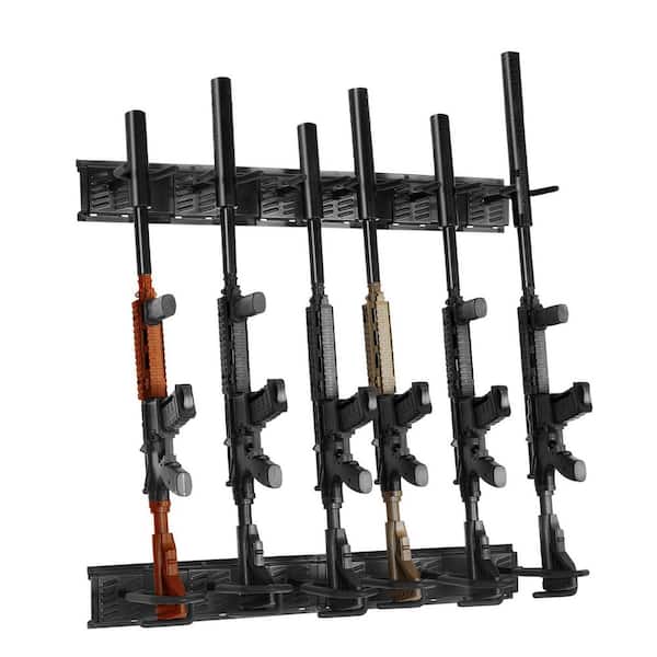 Gun Rack,17.72 in. H Black Backpack without add Features Rack Wall Mount 6-Slot Vertical Rifle Shotgun Gun Rack 180 lbs.