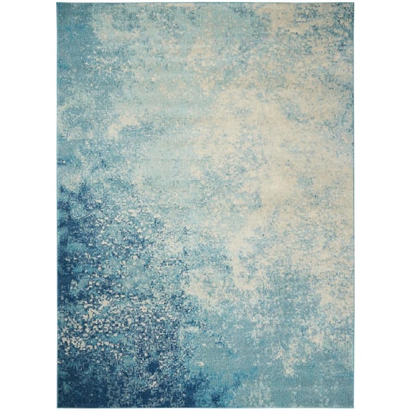 Nourison Passion Navy/Light Blue 9 ft. x 12 ft. Abstract Contemporary Area Rug