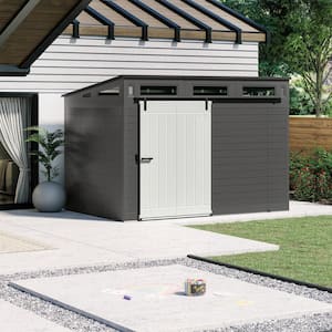 Modernist 10 ft. W x 7 ft. D Plastic Shed with Barn Door (78.29 sq. ft.)