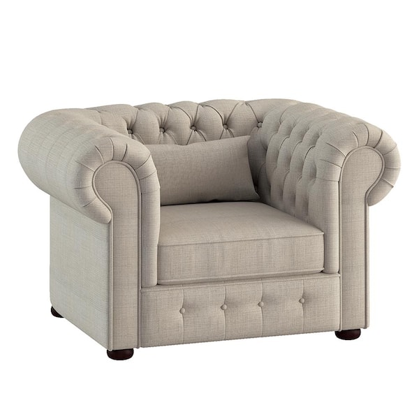 Lazzara Erika Beige Textured Fabric Arm Chair