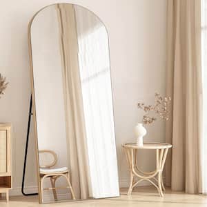 24 in. W x 71 in. H Wood Frame Arched Floor Mirror, Bedroom Living Room Wall Mirror in Gold
