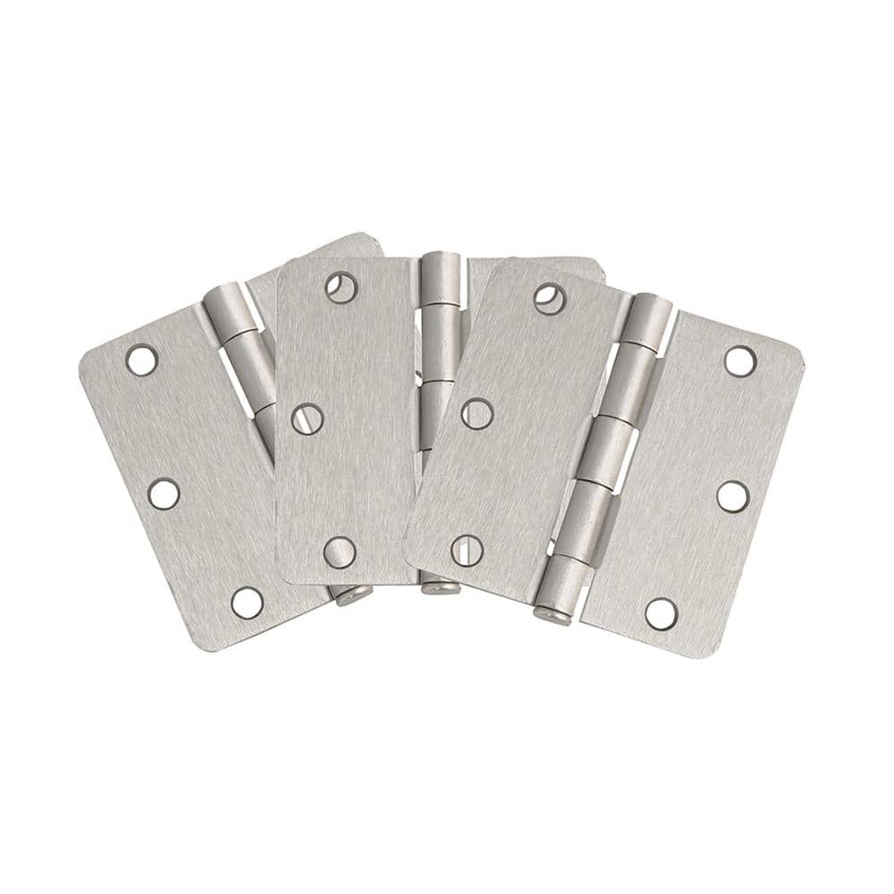 Satin Nickel 3.5" Steel Door Hinges with Screws, 3-Pack