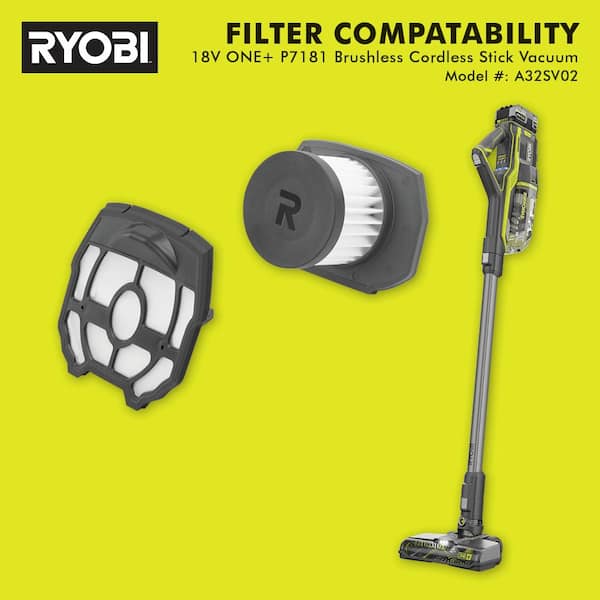 Brushless Stick Vac Ryobi Stick Vacuum Filter Compatible with the RYOBI 18V ONE 
