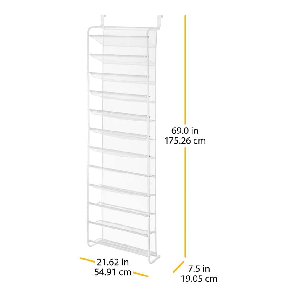 White Metal and Mesh Over-the-Door 36-Pair Shoe Rack