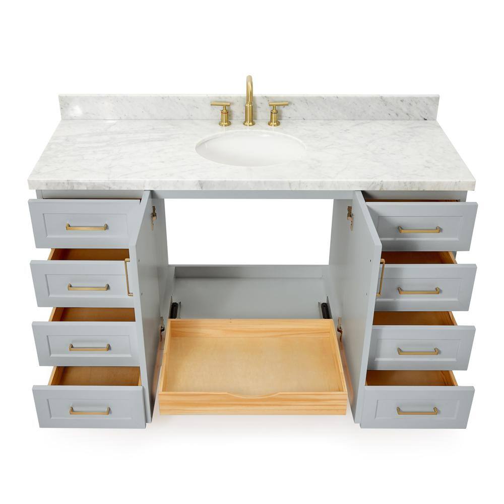 Taylor 61" Gray Freestanding Bath Vanity with Carrara Marble Top